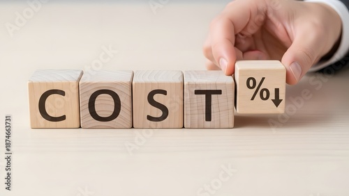 Close up of hand adjusting cost reduction wooden blocks