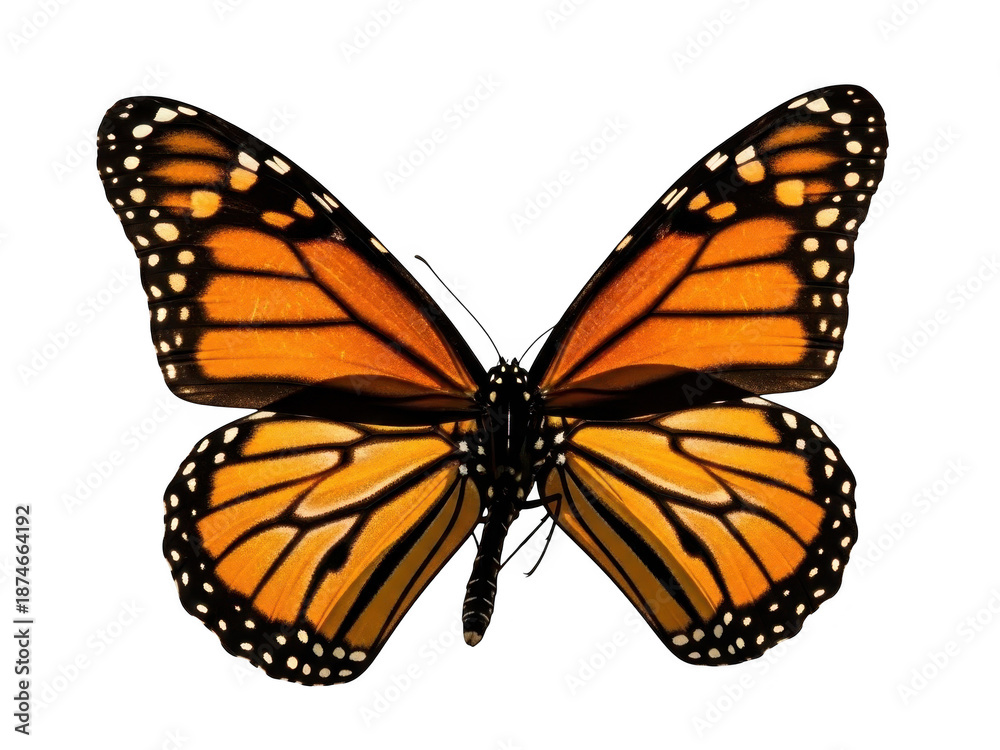 Fototapeta premium A monarch butterfly isolated on transparent background for nature designs