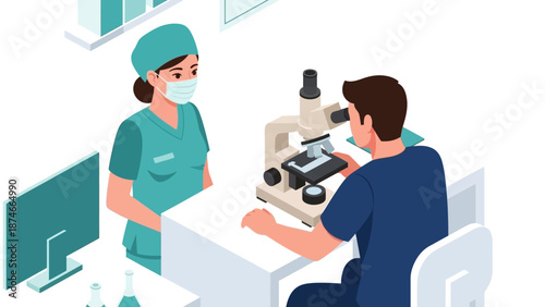 Healthcare professionals analyzing samples in a modern laboratory setting