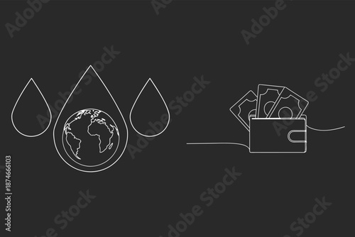 Water Scarcity And Finance Concept With Globe Icon