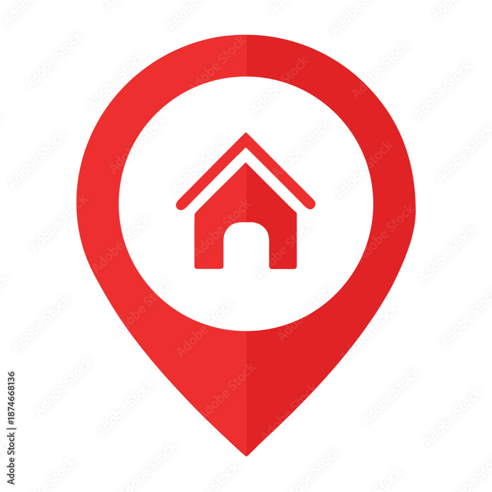 Obraz premium Real Estate Location Map Pin House Home Property Vector Illustration