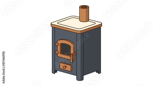Isometric wood stove design for home heating and cozy interiors