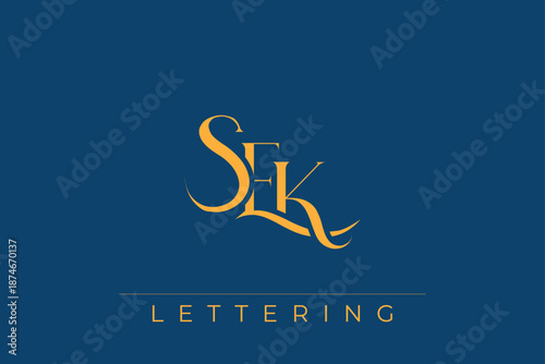SEK Elegant Monogram Logo Design With Decorative Lettering
