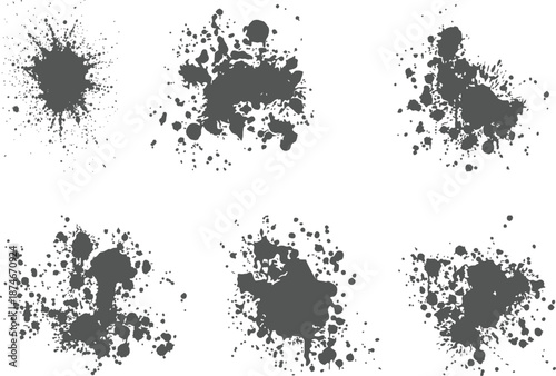 Black ink splatter vector set grunge splash elements for design abstract stain texture background graphic resource Paint ink splatter, stains set. Splash of paints with drops. High level of tracing.