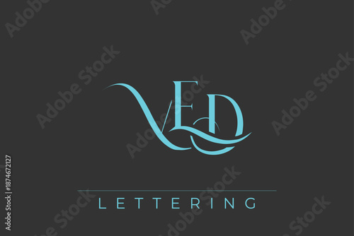VED Elegant Monogram Logo Design With Decorative Lettering
