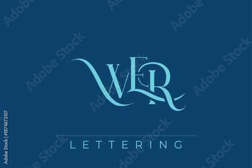 WER Elegant Monogram Logo Design With Decorative Lettering