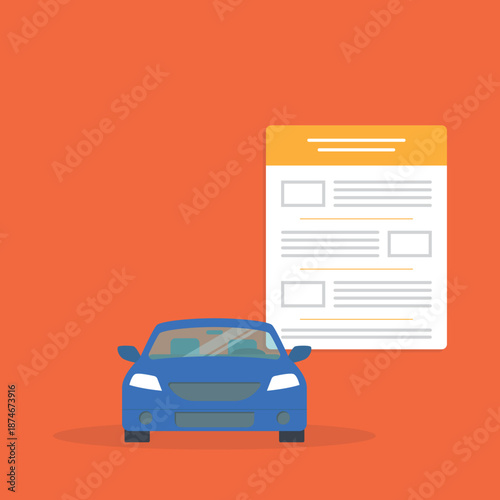 Car money finance credit concept or automobile insurance contract policy document form, tax expenses or cost price budget idea, vehicle accident coverage claim.	