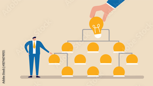 Businessman leading team with innovative ideas and solutions