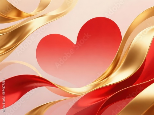 Abstract Valentine's Day background, heart with golden gradient.
