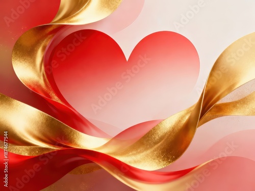 Abstract Valentine's Day background, heart with golden gradient.