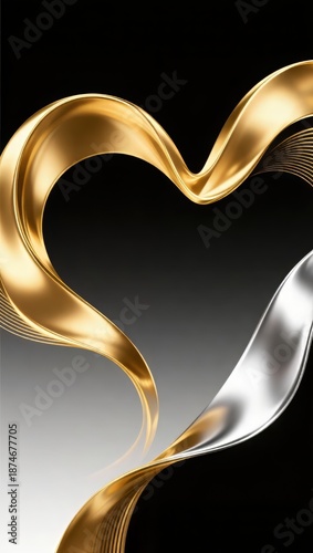 Abstract Valentine's Day background, heart with golden gradient.