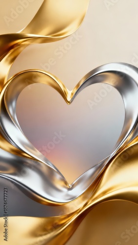 Abstract Valentine's Day background, heart with golden gradient.