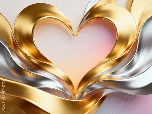 Abstract Valentine's Day background, heart with golden gradient.