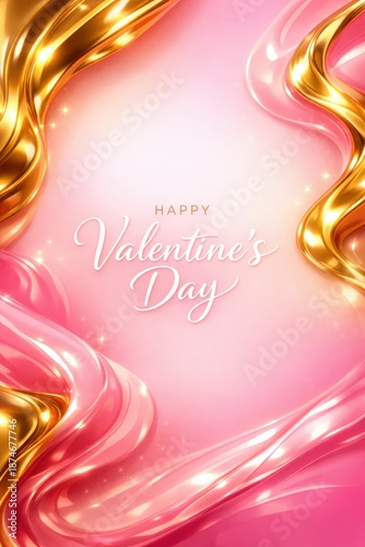 Abstract Valentine's Day background, heart with golden gradient.