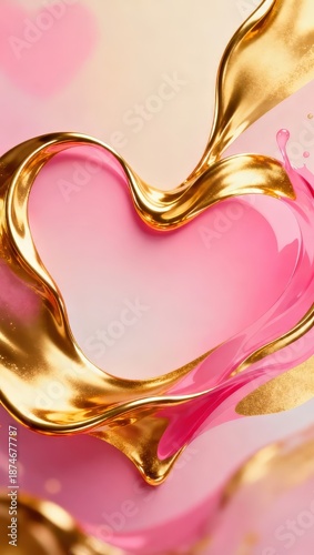 Abstract Valentine's Day background, heart with golden gradient.