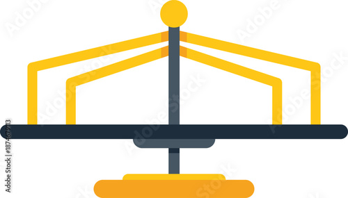 Colorful merry go round spinning on white background, perfect for representing childhood fun and amusement parks