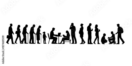 People silhouettes in elevation side view | Architecture people | silhouettes of people | 2D people | Section Elevation View | Architectural drawing people | characters