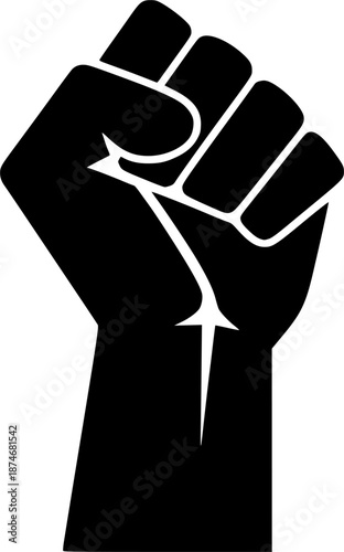 Black fist symbol representing solidarity, unity, defiance, or resistance, empowerment
