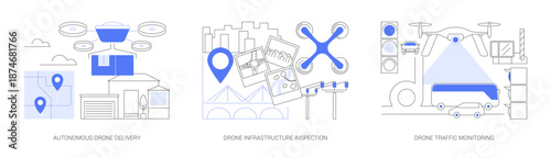 AI-Driven Drone Operations abstract concept vector illustrations.