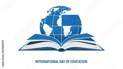International Day of Education logo with globe on open book