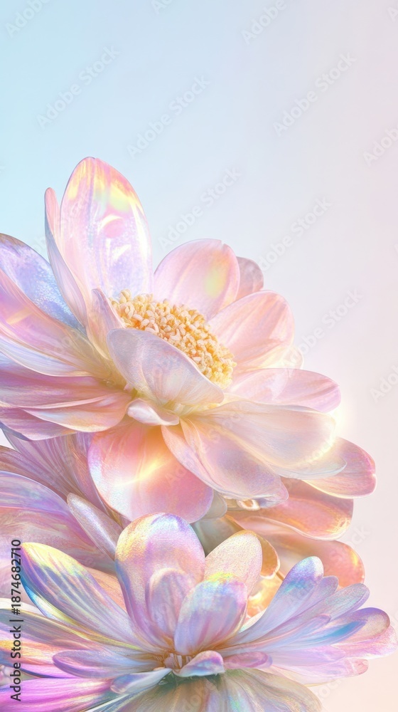 Fototapeta premium Stunning Iridescent Floral Composition for Modern Aesthetic