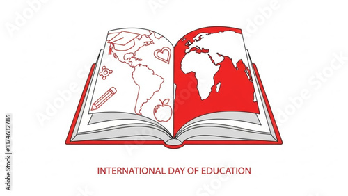 International Day of Education with open book and globe