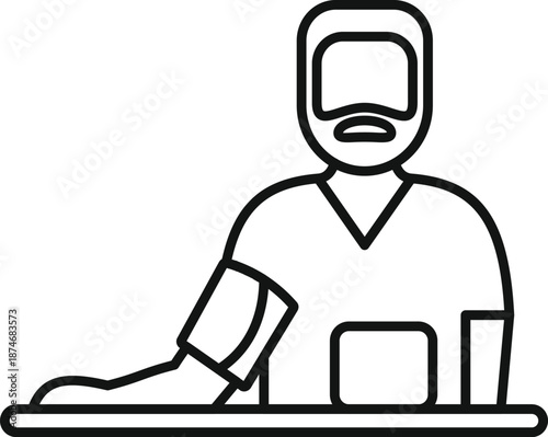 Man checking blood pressure, preventing hypertension, monitoring health