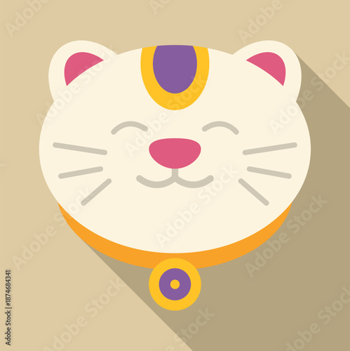 Smiling maneki neko cat face representing prosperity and good fortune