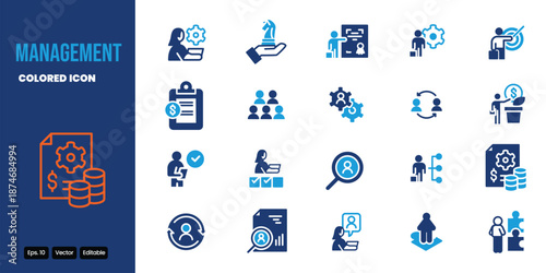 management colored icon set vector design good for web and mobile app