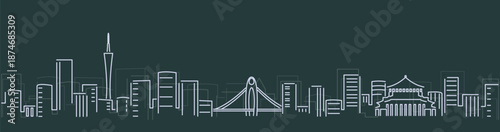Guangzhou Simple Lines Skyline on Dark Background