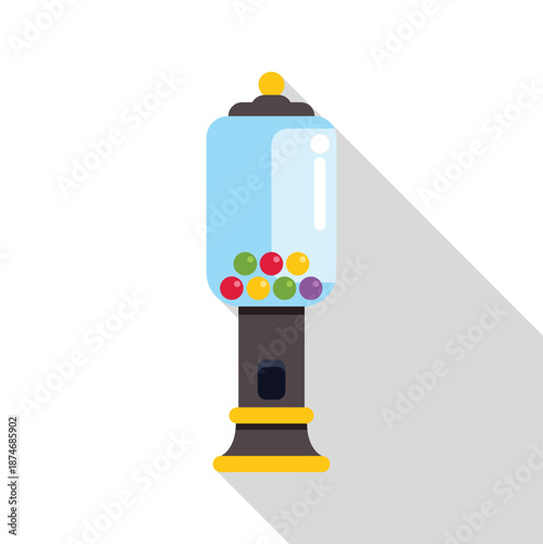Gumball machine offering sweet bubble gum as an entertainment and snack icon