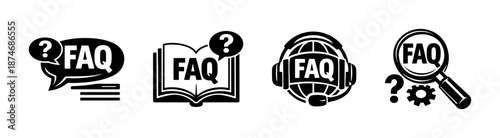 Faq vector icons set: question icons, help symbols, support graphics collection