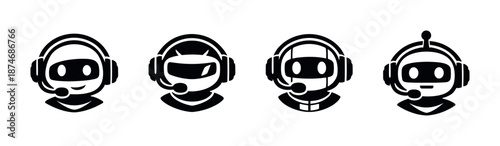 Robot avatars vector icons set for communication and tech support themes