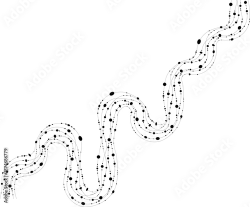 Zigzag motion flows through wave bends with dots marking cadence.