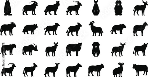 Silhouette Collection of Various Wild and Domestic Animals wildlife mammal