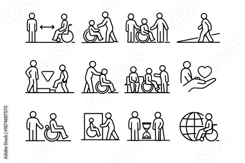 Patience focus urban accessibility clarity users waiting wheelchair icons vector kindness icon