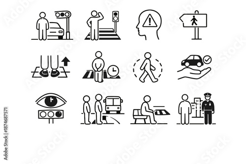 Urban icon trust rule crossing behavior compliance vector public lawful obey awareness