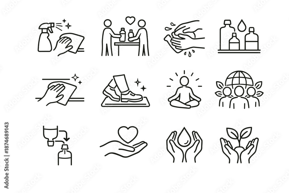 Fototapeta premium Guidance space eco public step vector etiquette respect icon clarity shared care