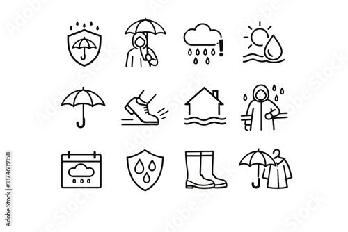 Icon cue take umbrella minimalist vector icons readiness rain weather clarity planning