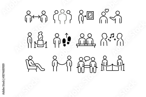Comfort coexistence icon etiquette cue spatial vector personal shared icons sensitivity museum