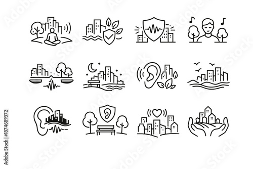 Balanced icon urban icons friendly peace strategy environment calm vector noise