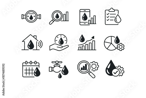 Mindful resource usage measurement vector tool water habit icon awareness insight