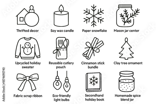 Stick eco upcycled book icon secondhand holiday vector tree friendly bulbs ornament