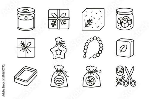 String vector diy wrap sustainable wax pouch icon wood holiday idea spice