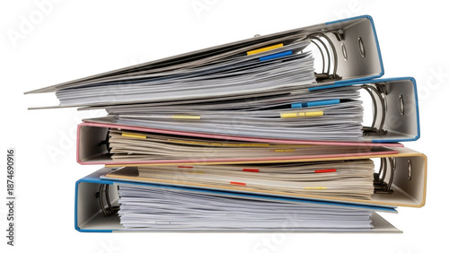 Stack of binders isolated on transparent background