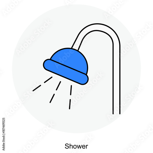 Shower Icon, Refreshing Bath Experience, Modern Bathroom Spa, Daily Freshness Ritual