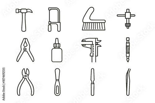 Glue watch hammer drill spring tiny bench tools icon workshop saw jewelers