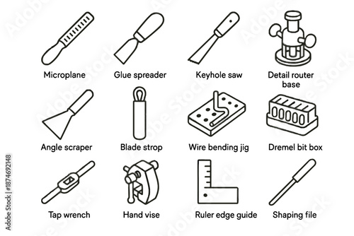 Tap vector icons tool hand spreader minimalist wire saw rasp box icon