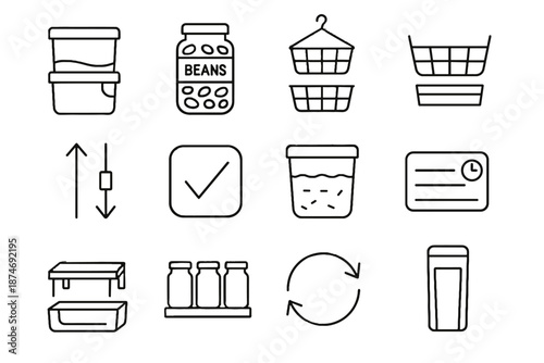 Arrow icon vertical pantry shelf vector tidy clear bin tracker minimal hanging