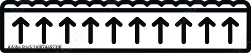 Mattress icon with arrows representing upward pressure and spinal support